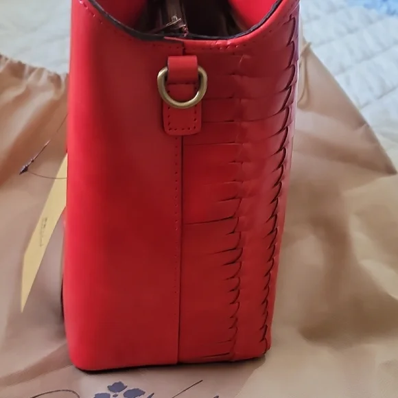 Patricia Nash Bright Coral Woven Leather Tote - Picture 11 of 12